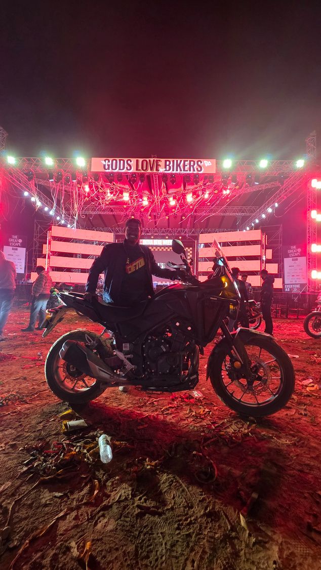 Motorcycle in front of the main stage