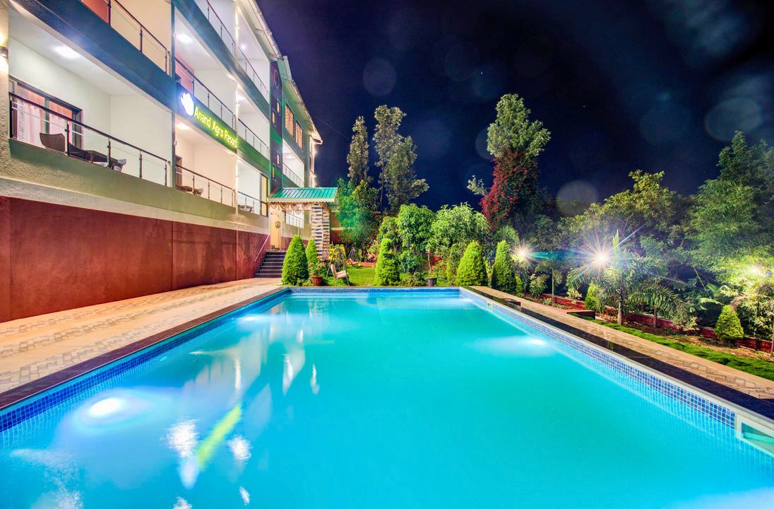 Swimming pool at night
